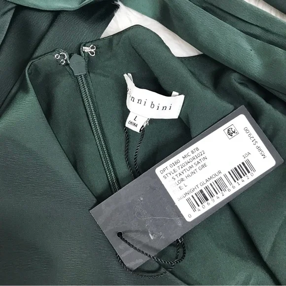 GIANNI BINI Green Satin Halter Mini Dress Backless Mod‎ 60s Minimalist Large New - Picture 6 of 11